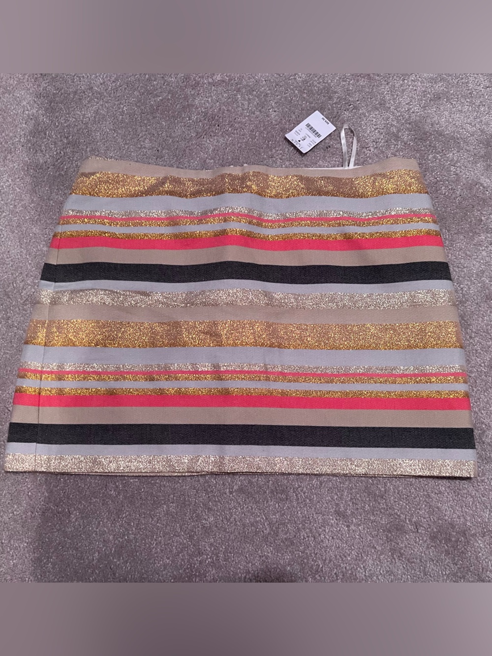 J. Crew Size 12 Striped Metallic Glitter Mini Skirt - Multicolor